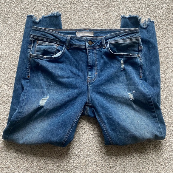 Zara Midrise distressed Denim Sz 12 - Picture 8 of 8